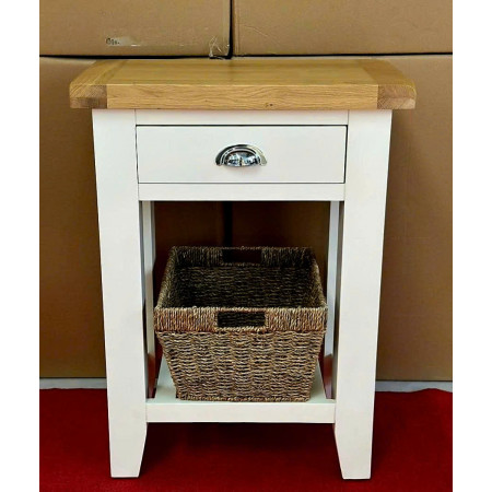 TT-TEL-WH : Tủ 1 Ngăn Kéo + Rổ Cói ( Trắng + Vàng Gỗ )